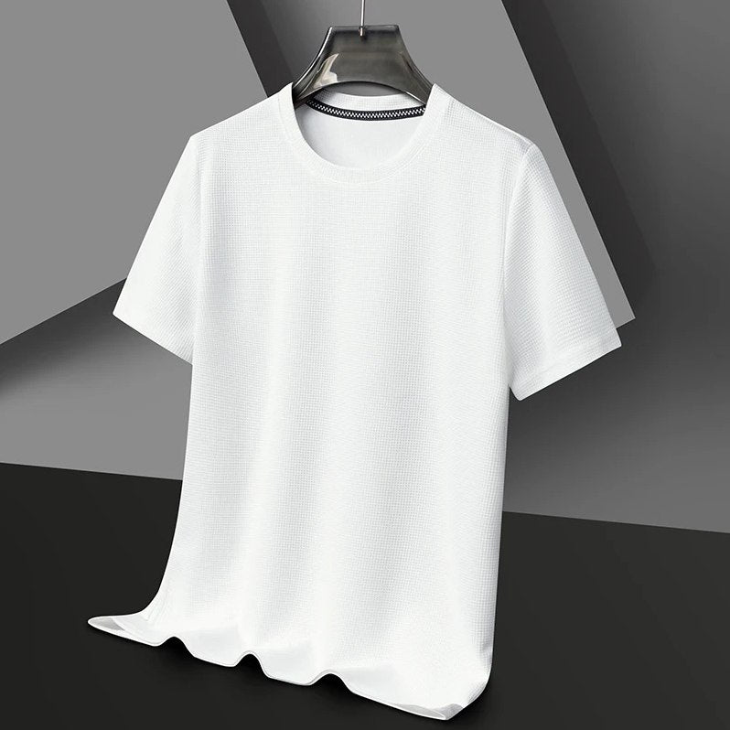 Menton Waffle Crew Tee in Chalk White