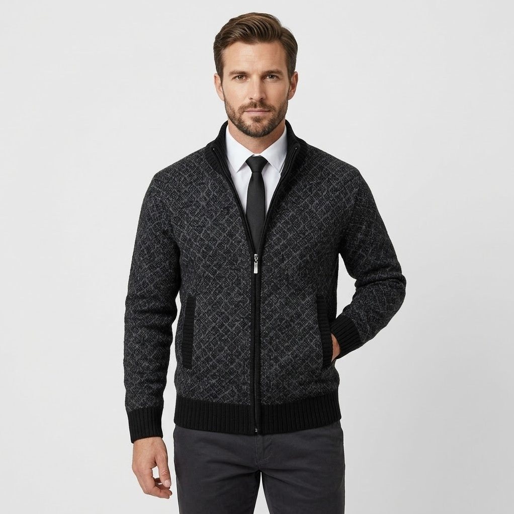 Nolan — Men's Full-Zip Knit Sweater Jacket