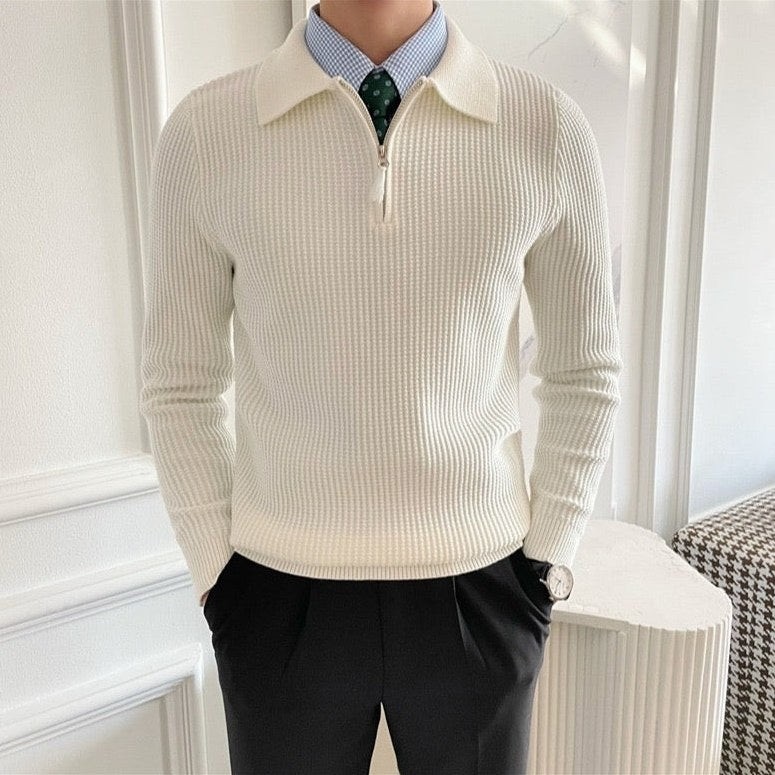Preston — Men's Cotton Waffle Quarter-Zip Sweater