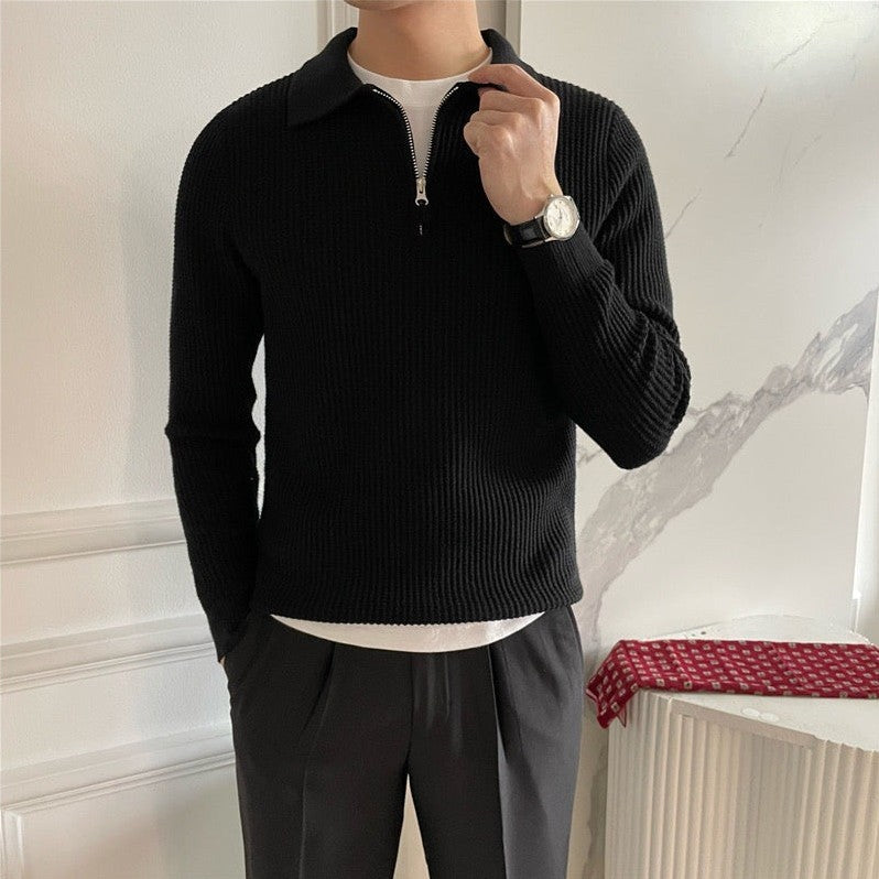 Preston — Men's Cotton Waffle Quarter-Zip Sweater