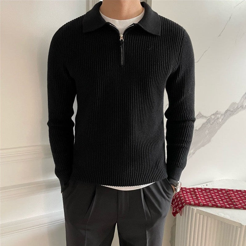 Preston — Men's Cotton Waffle Quarter-Zip Sweater