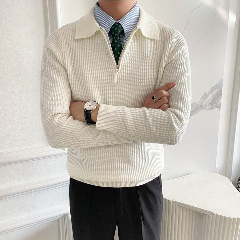 Preston — Men's Cotton Waffle Quarter-Zip Sweater