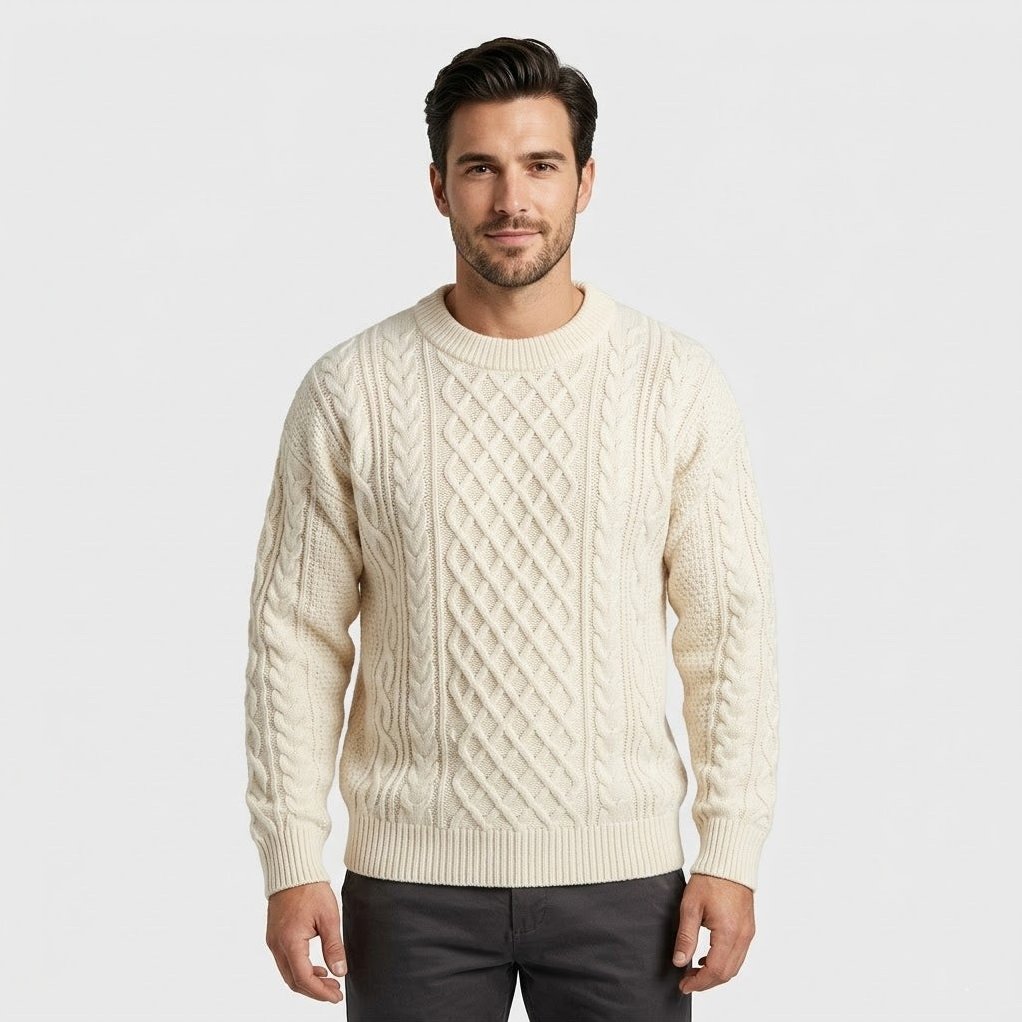 Quincy — Men's Cable Knit Crew Neck Sweater