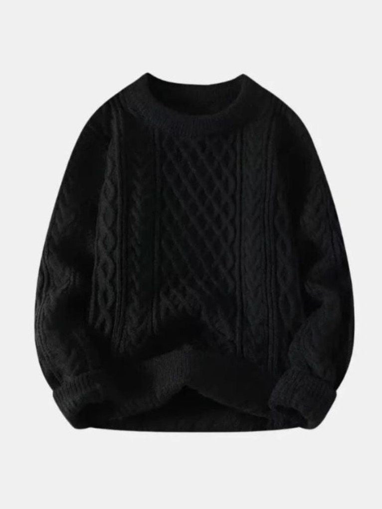 Quincy — Men's Cable Knit Crew Neck Sweater