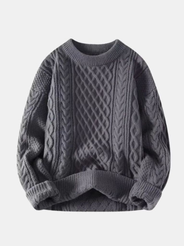 Quincy — Men's Cable Knit Crew Neck Sweater