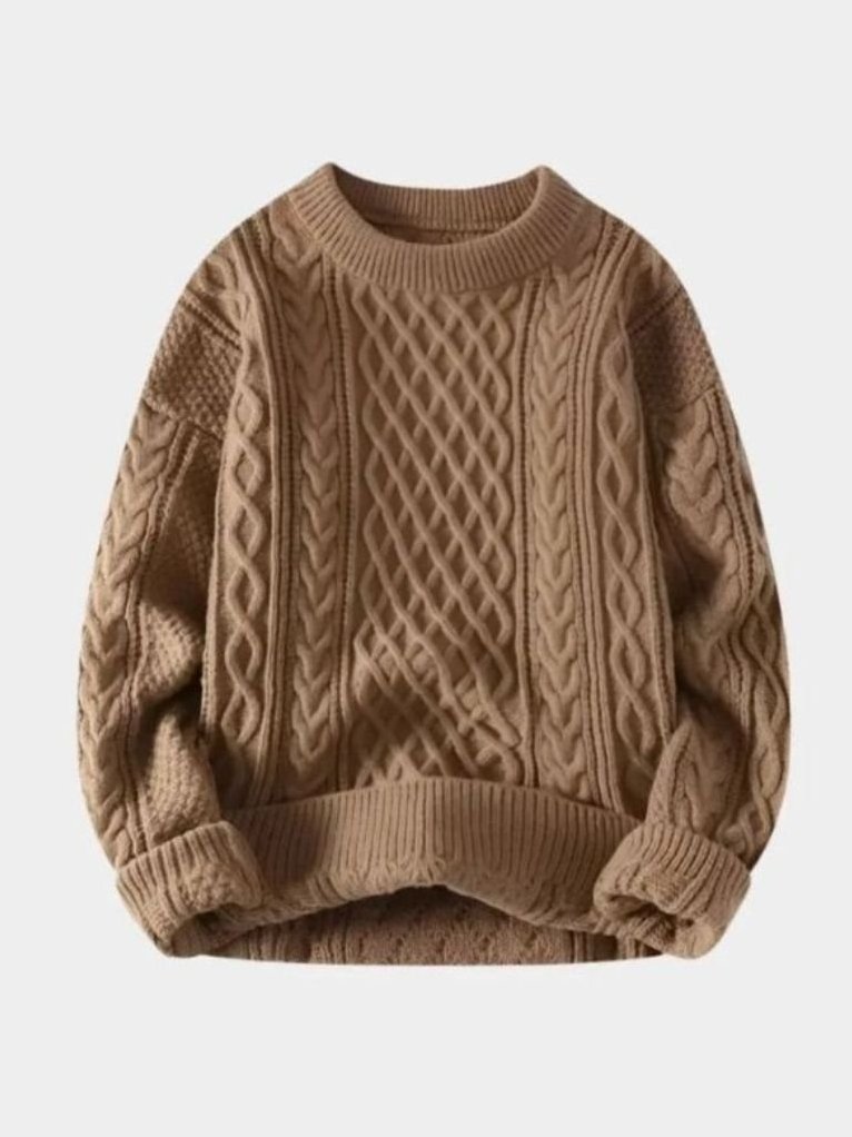 Quincy — Men's Cable Knit Crew Neck Sweater