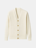 Reid — Men's Ribbed V-Neck Button Cardigan