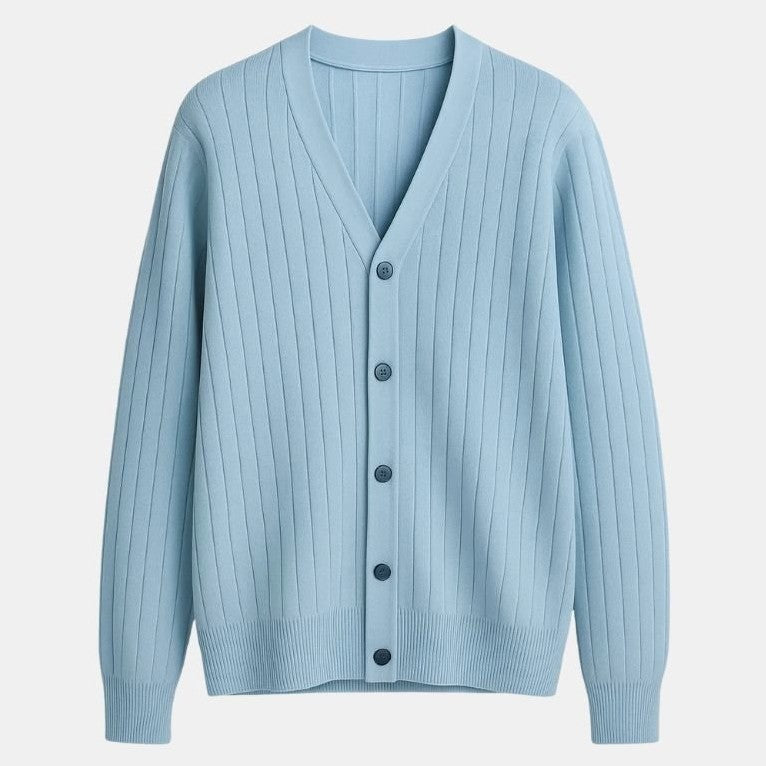 Reid — Men's Ribbed V-Neck Button Cardigan