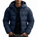 Simon Hooded Puffer Jacket in Navy Blue