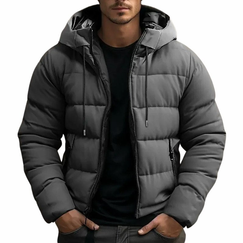 Simon Hooded Puffer Jacket in Gray