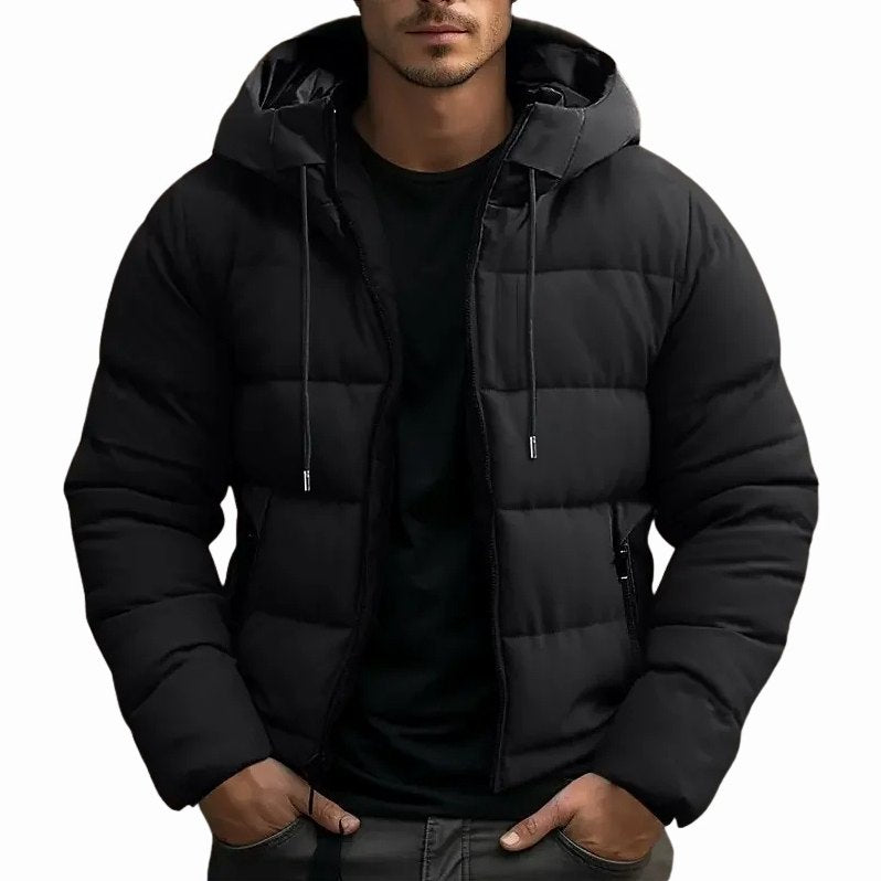Simon Hooded Puffer Jacket in Black