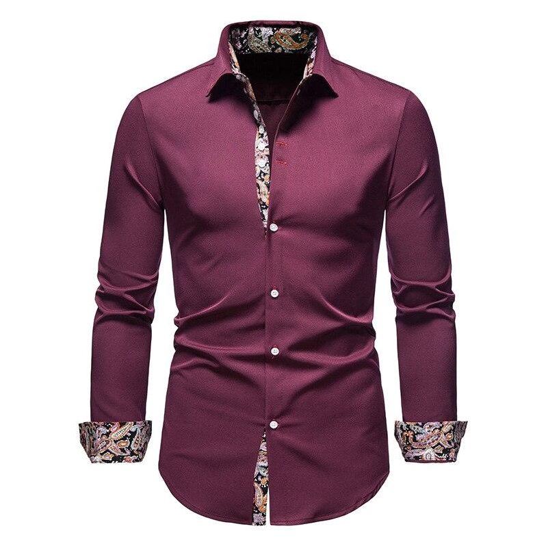 Wells — Men's Easy-Care Dress Shirt – close-up