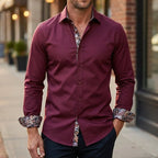 Wells — Men's Easy-Care Dress Shirt – close-up