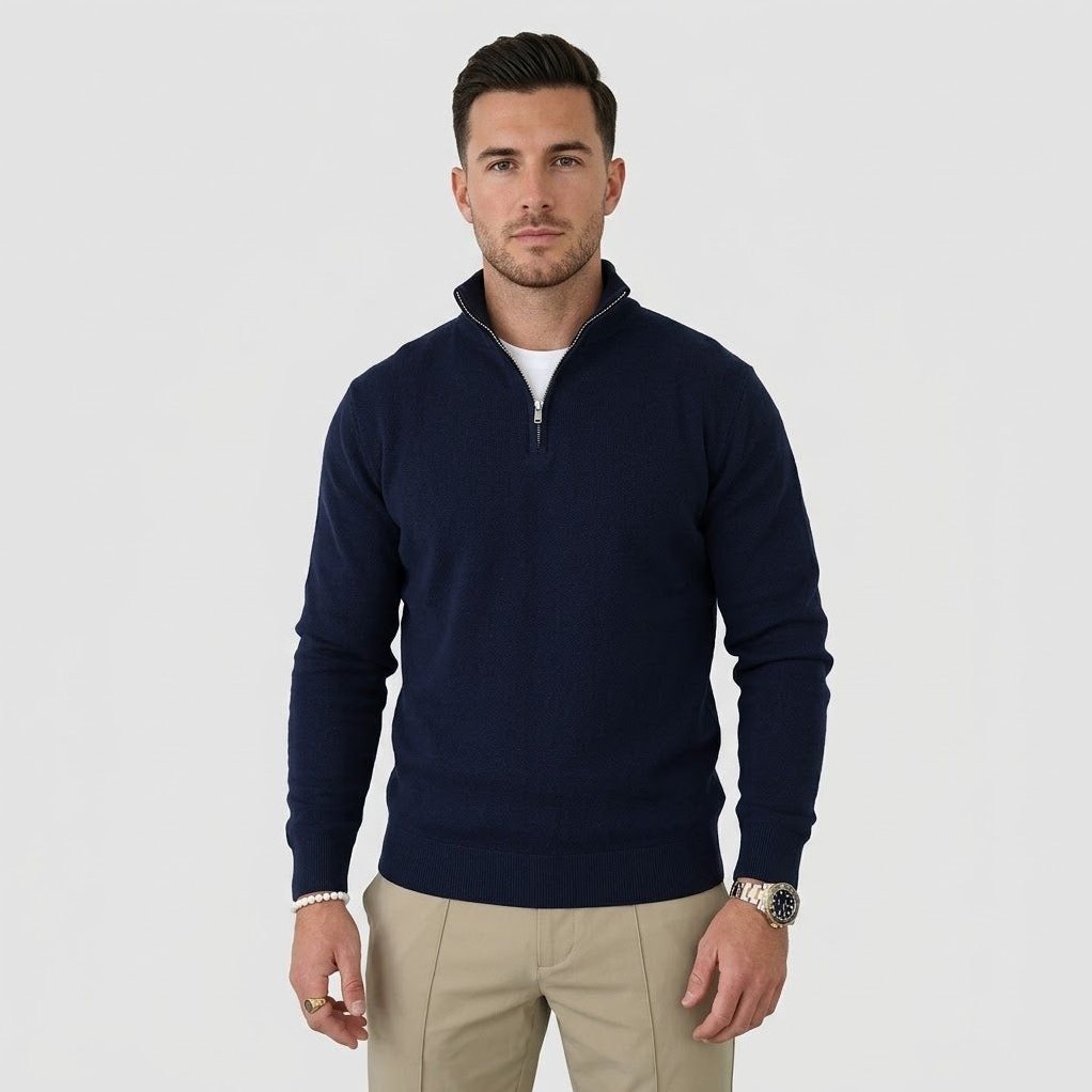 Weston — Men's Fine-Knit Half-Zip Sweater