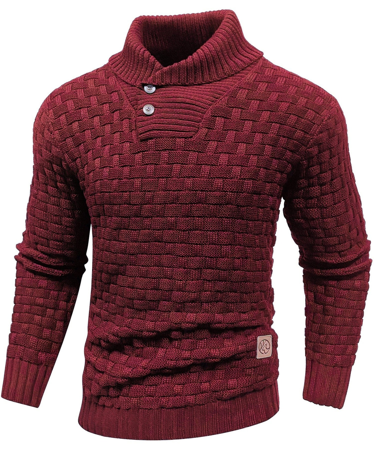 Yates — Men's Shawl Collar Basket-Weave Sweater