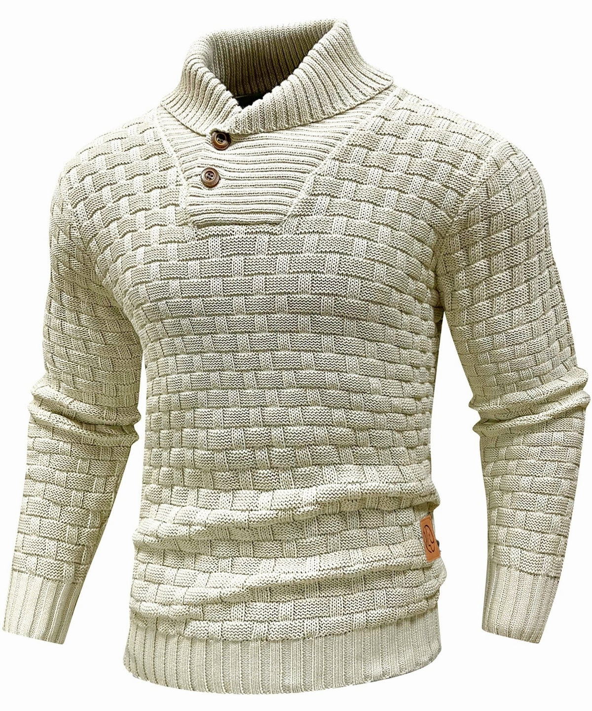 Yates — Men's Shawl Collar Basket-Weave Sweater