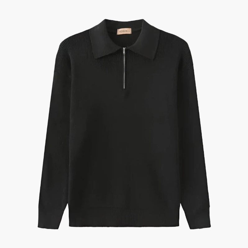 Zermatt — Men's Ribbed Knit Quarter-Zip Polo