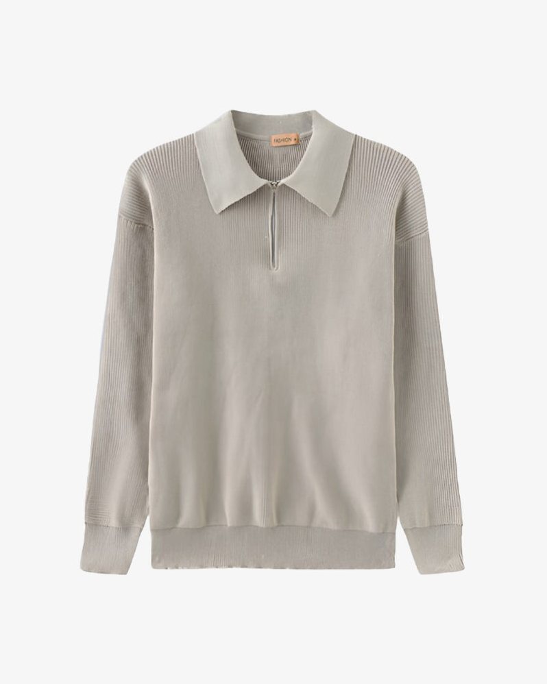 Zermatt — Men's Ribbed Knit Quarter-Zip Polo
