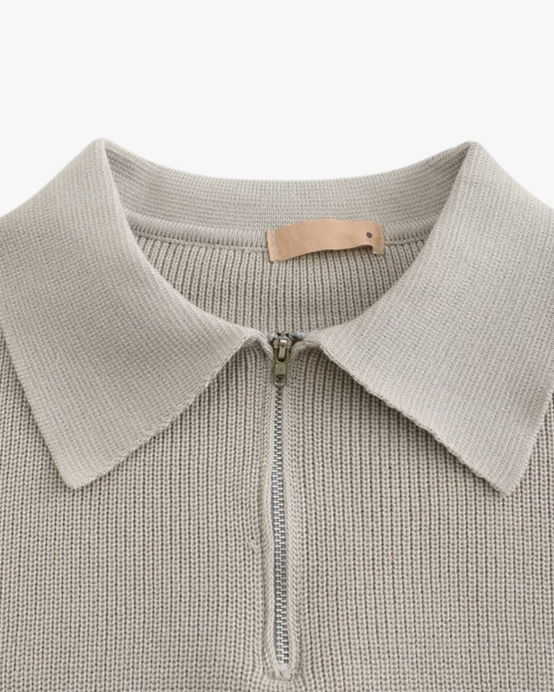 Zermatt — Men's Ribbed Knit Quarter-Zip Polo